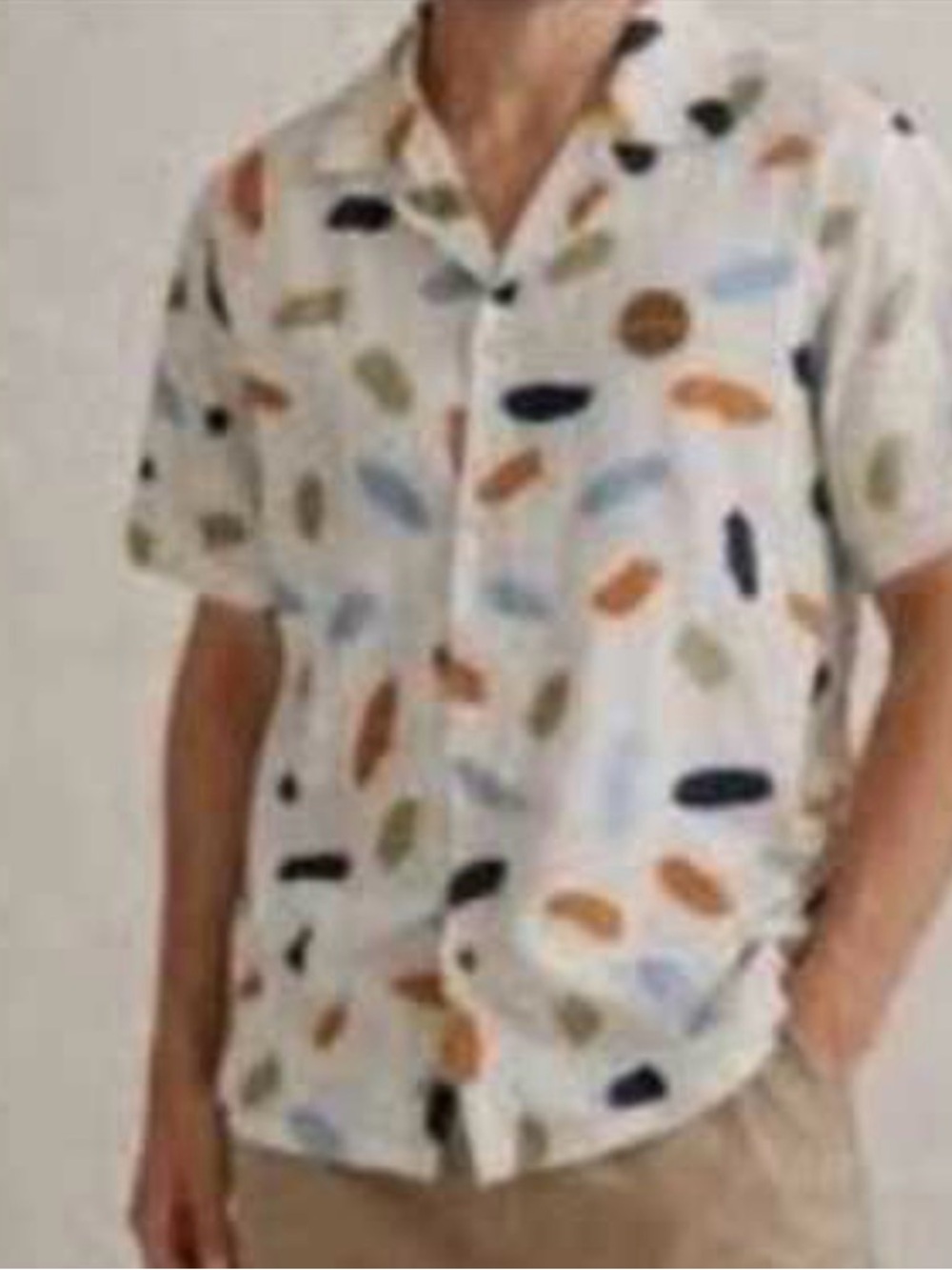 Common People White Short-Sleeve Button-Down Shirt with Multicolor Gem Print